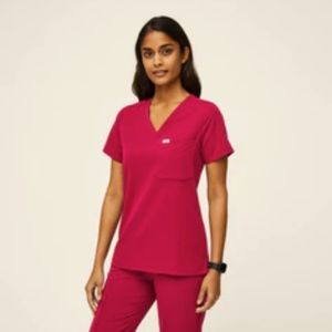 Womens Ultra Rose Catarina One-Pocket Scrub Top Figs